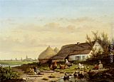 Farmyard with Chicken and Ducks by Cornelis van Leemputten